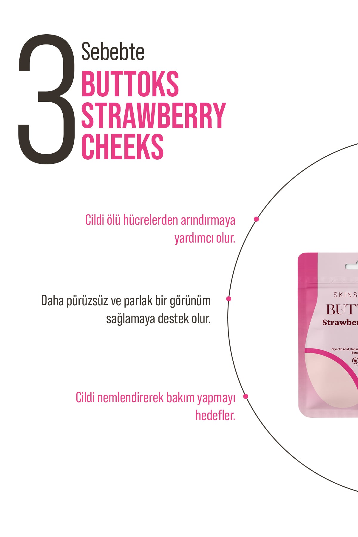 Buttoks Strawberry Cheeks Vücut Maskesi | Çilek ve Tavuk Derisi Görünümüne Elveda | 2 Parça